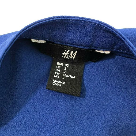 H&M 2 Blue Blouse Sleeveless Chiffon Draped Top - Picture 5 of 7